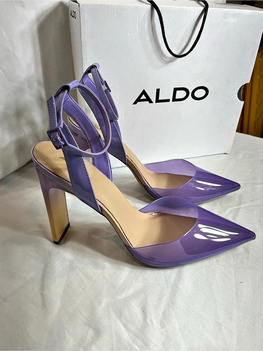 ALDO Purple Ombre Pointed Toe Ankle-Strap Pump Heels
